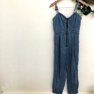 ANTHROPOLOGIE PILCRO and THE LETTERPRESS DENIM ZIP-FRONT JUMPSUIT Romper Size 2